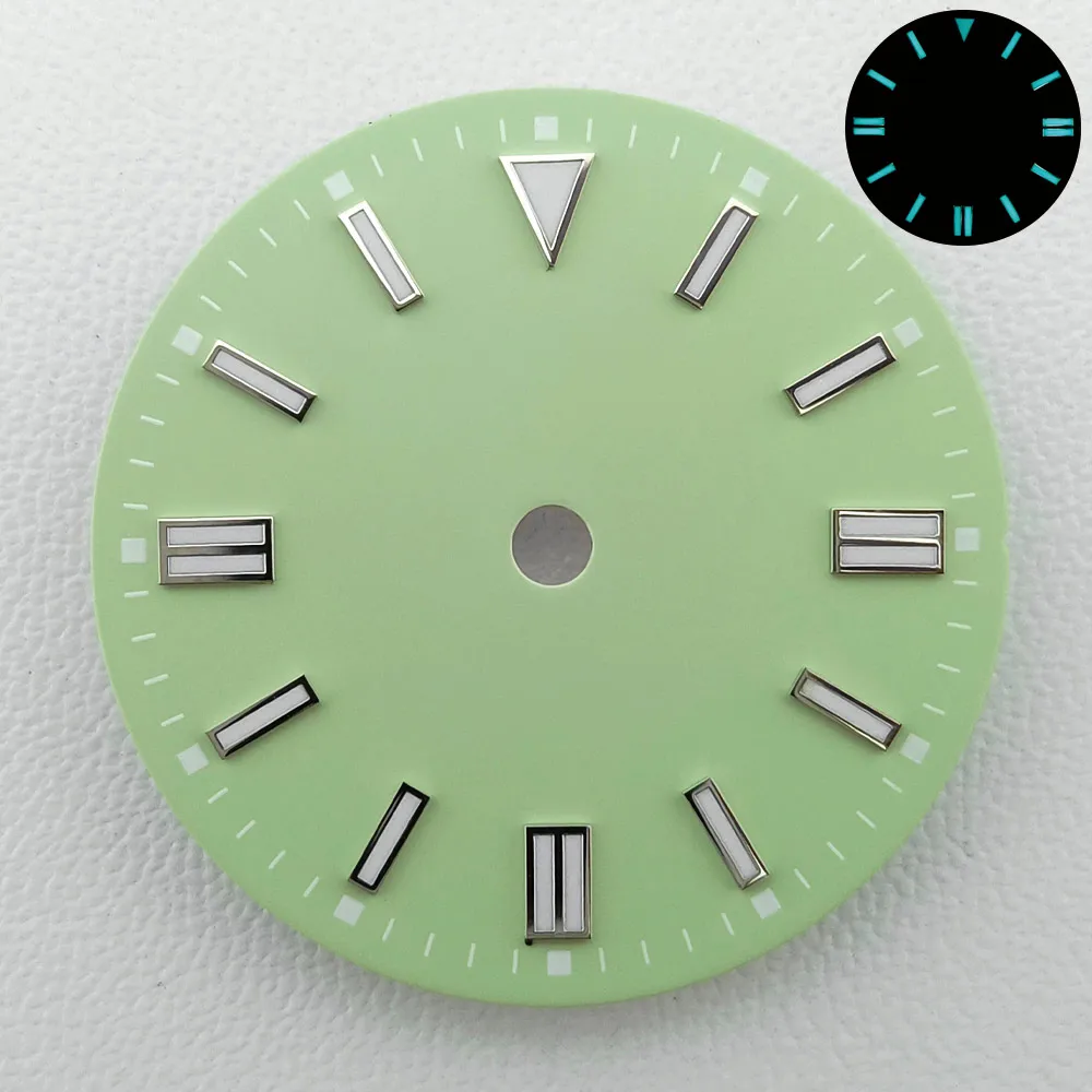 28.5MM Dial Fit NH35/8215/2836 Movement Customized LOGO/no LOGO Blue-Green Luminous Multi-Color Calendar Window Dial Accessories