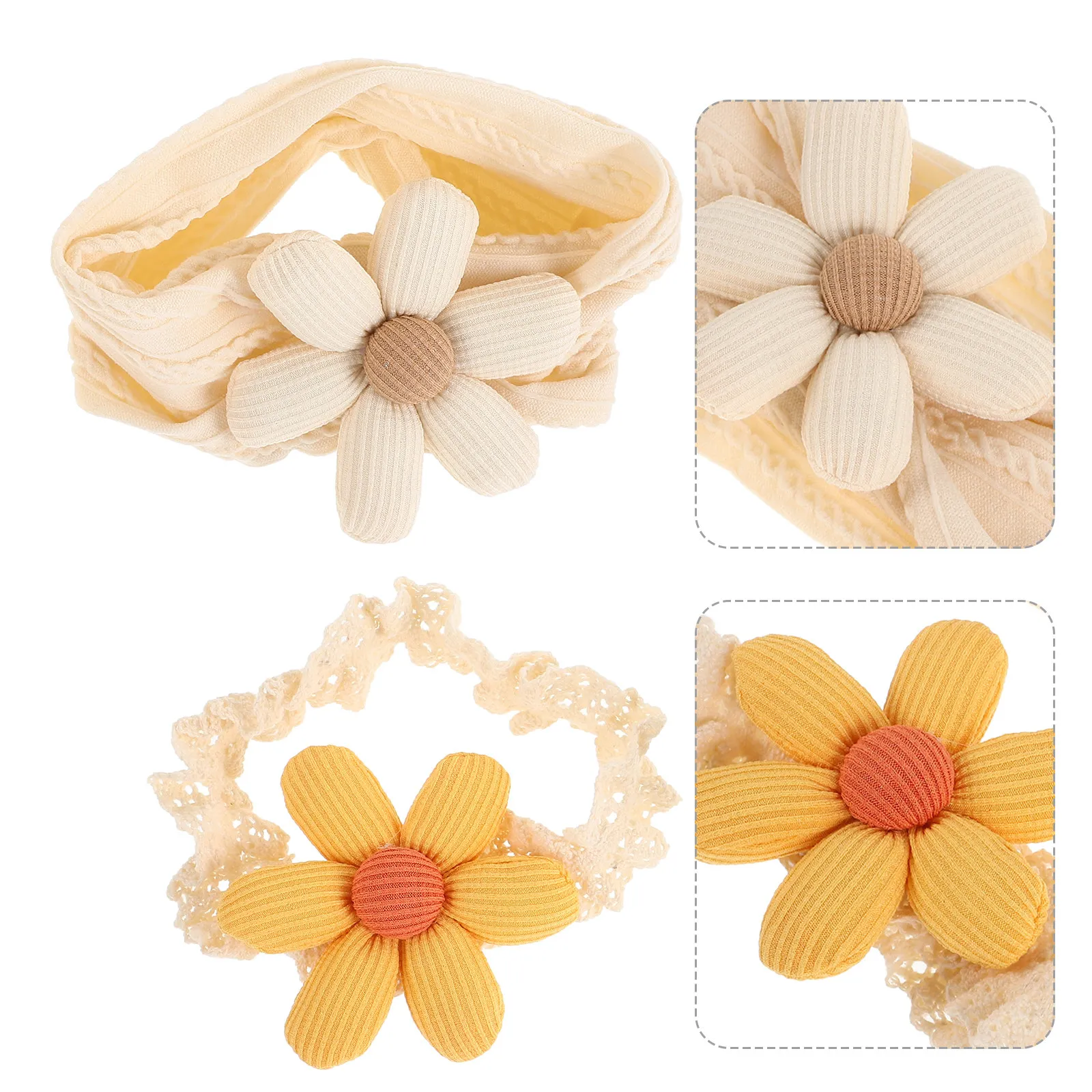 

2 шт. повязки на голову с цветами для маленьких девочек, мягкие нейлоновые аксессуары для волос для новорожденных и малышей, реквизит для фотосессий, повязки на голову для девочек