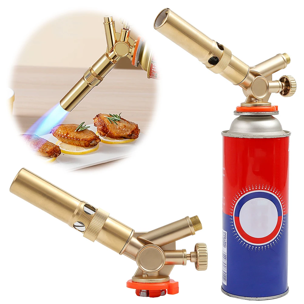 Butane Torch Brass with Adjustable Flame Culinary Torch Blow Torch Lighter for Creme Brulee BBQ Baking