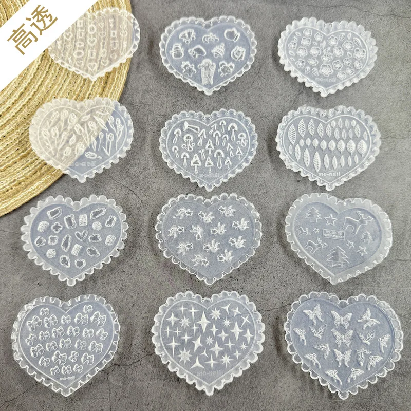 1Pcs Silicone Nail Art Molds - DIY 3D Seashell, Butterfly & Rose Decor for Custom Manicures