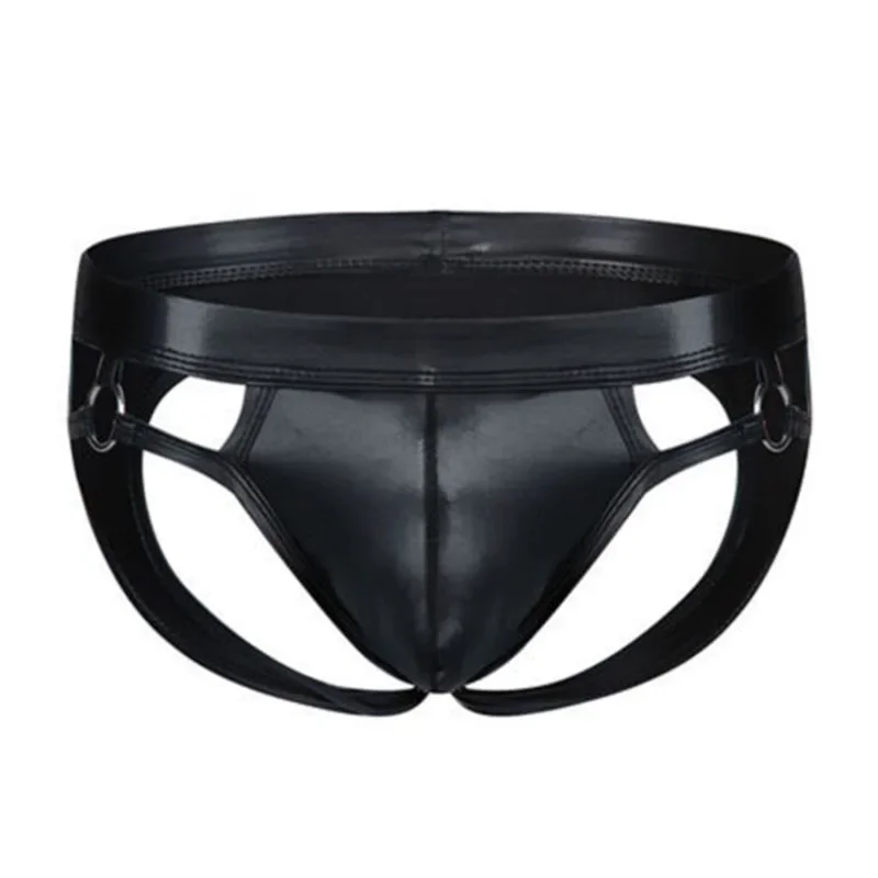 Experience Luxury with Men's Sexy PU Leather Jock Strap Briefs Thong GString Pouch Panties, Available for Waist Size 60cm~84cm