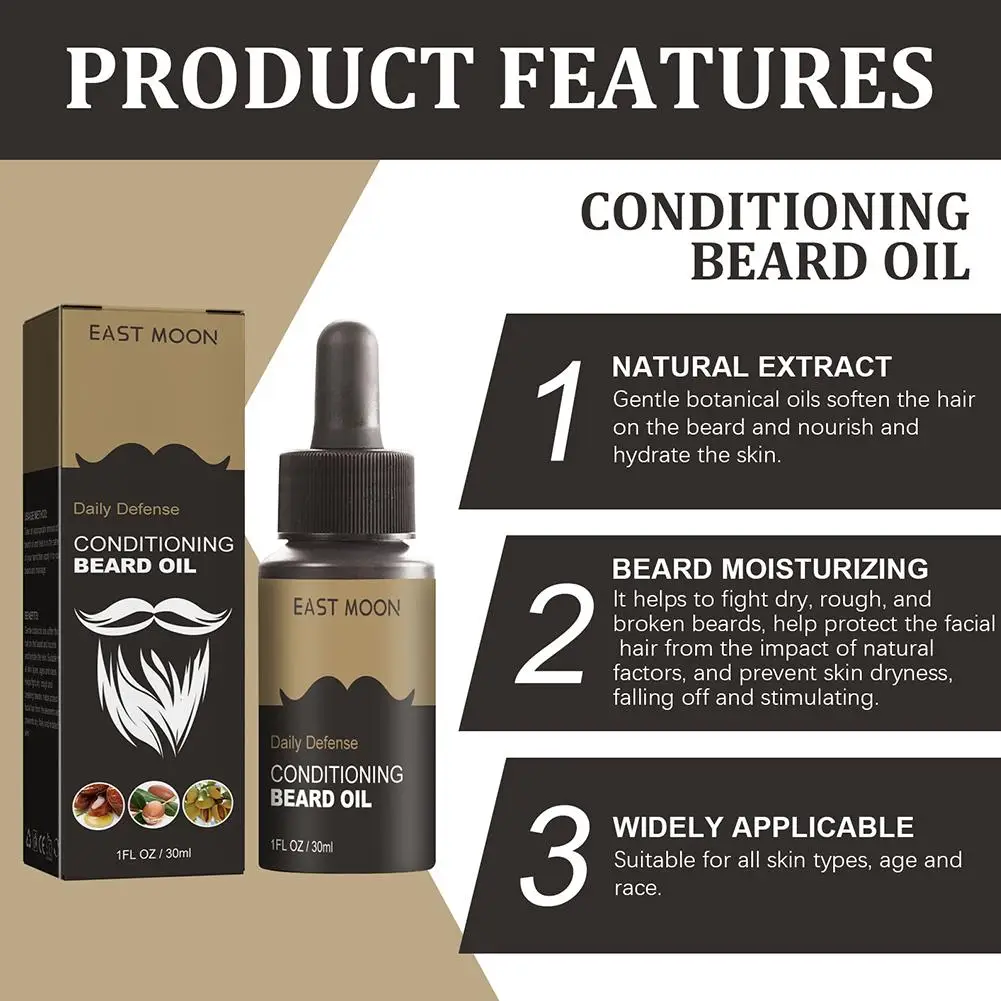 NEW 30ml Men Natural Nourishing Beard Care Oil Moisturizing Smoothing Hair Care Tools Organic Essence Soften Strengthen Mustache