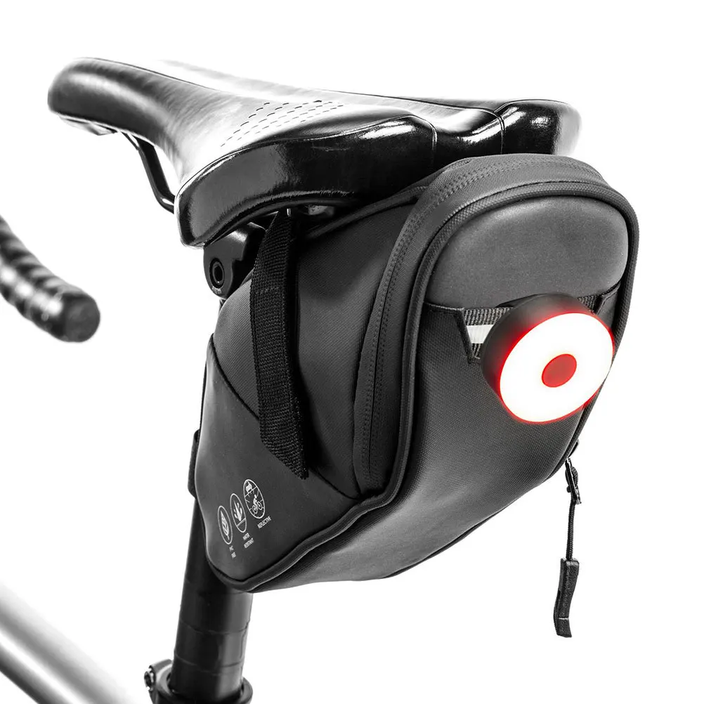 1Pcs Bike Tail Bag Waterproof Cycling Saddle Seatpost Bag Reflective Safety Tape Partition Storage Mount for Night Riding