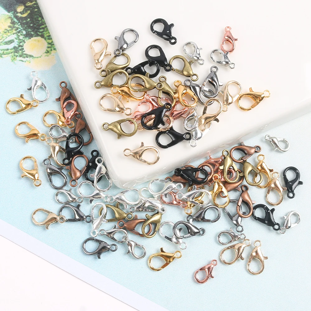 

50pcs Metals Alloy Lobster Clasp Hooks Solid Colour For Handmade Diy Necklace Bracelet Costume Jewellery Accessories Materials