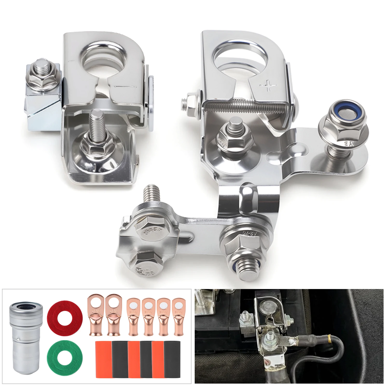 

Negative Battery Terminal Silver Aluminum and Copper For Ford F-150 2010-2017 Replacement For BT4Z-14450-BA AL3Z-14300-A