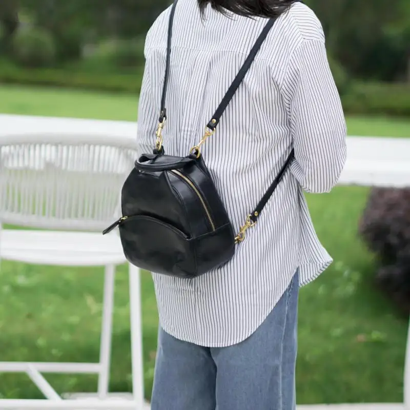 Fashion luxury vegetable tanned cowhide women's cute small backpack weekend party travel handmade genuine leather schoolbags