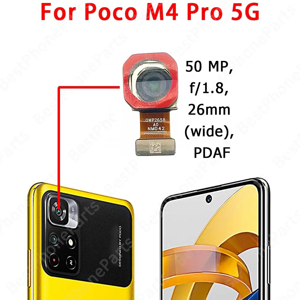 Back Camera For Xiaomi Poco M4 Pro 5G M4Pro Backside Rear Camera Module Mobile Phone Replacement Parts