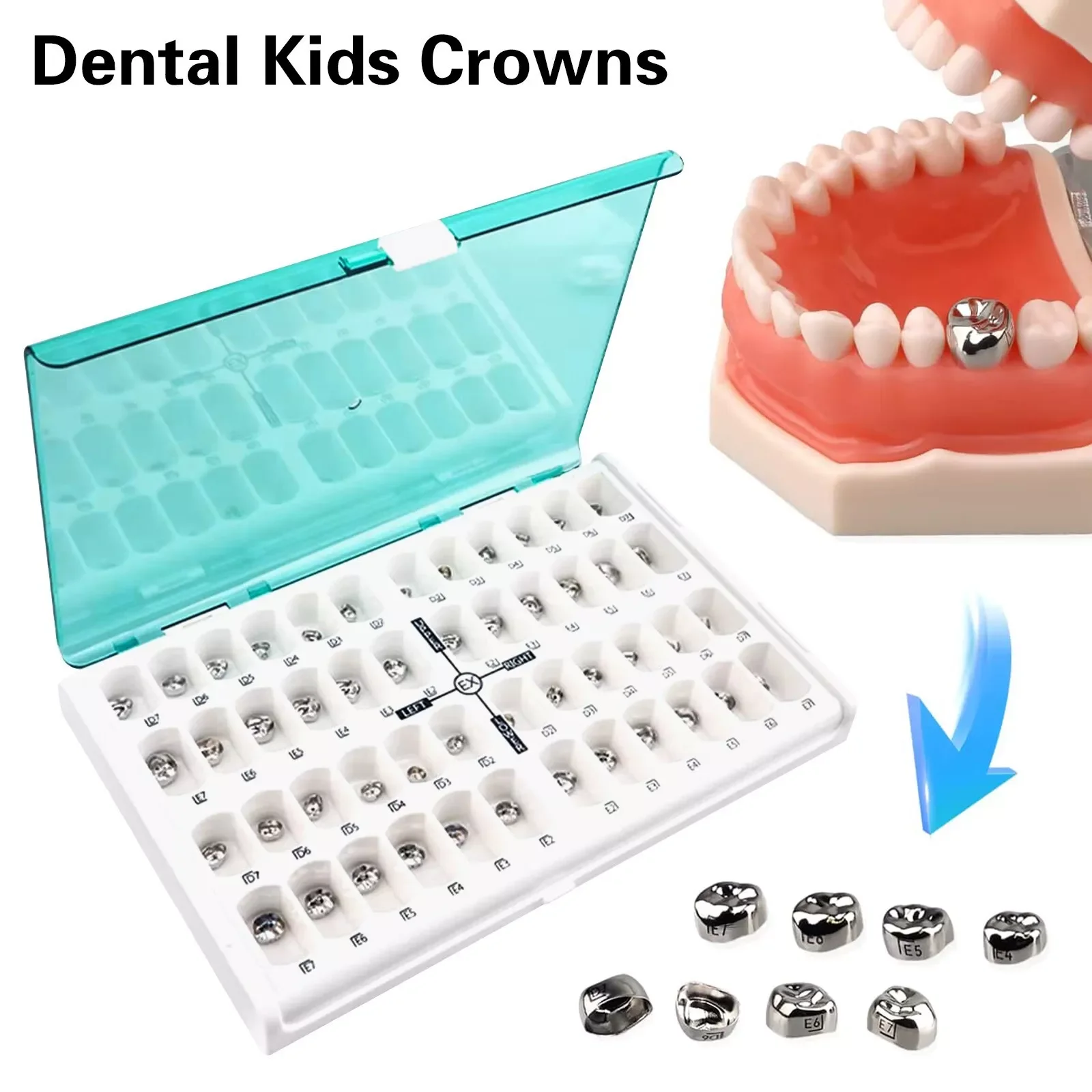 48pcs Stainless Steel Dental Kids Primary Molar Crowns Preformed Pediatric Crown