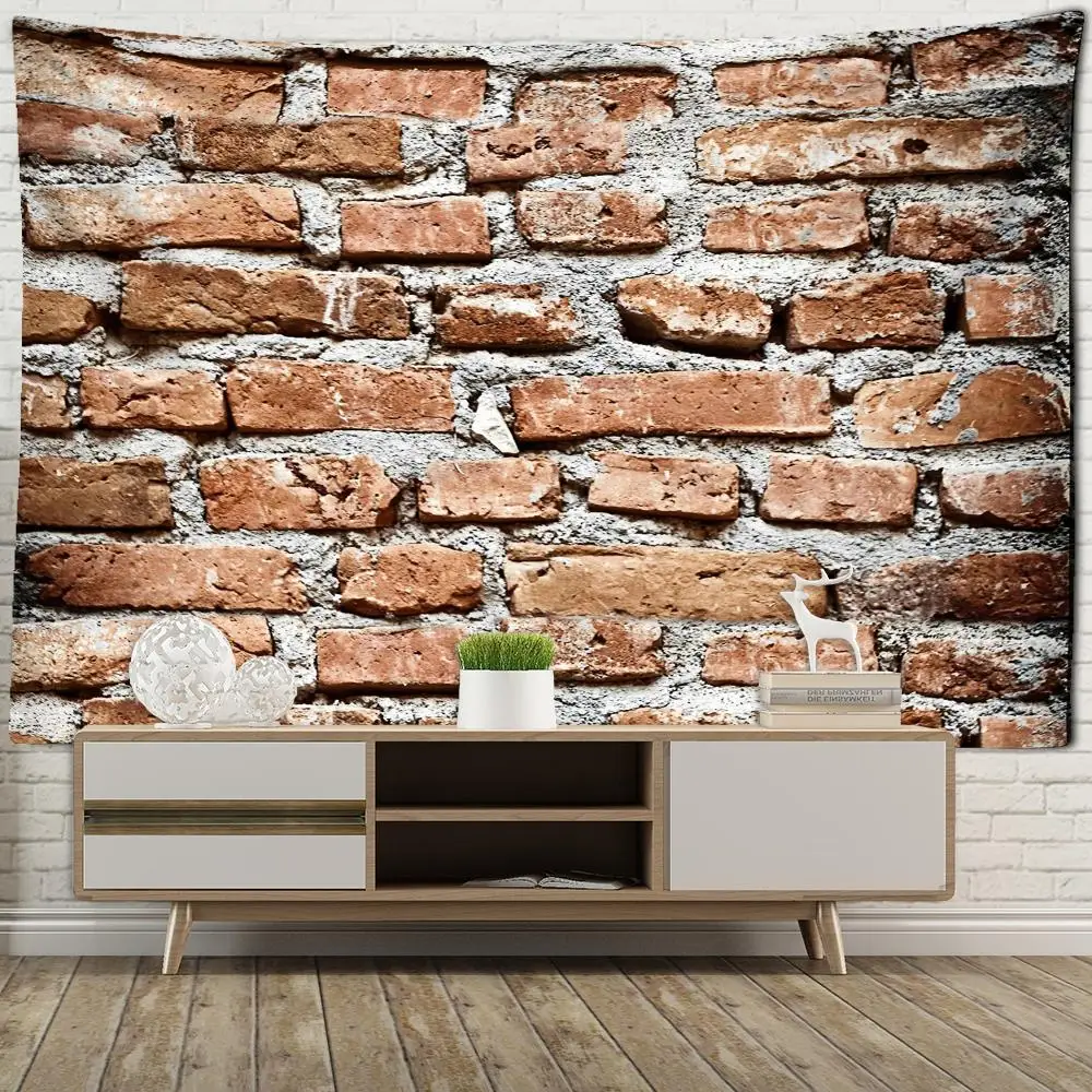 Vintage Brick and Stone Pattern Wall Hanging Tapestry - Psychedelic Witchcraft Hippie Style Home Decor