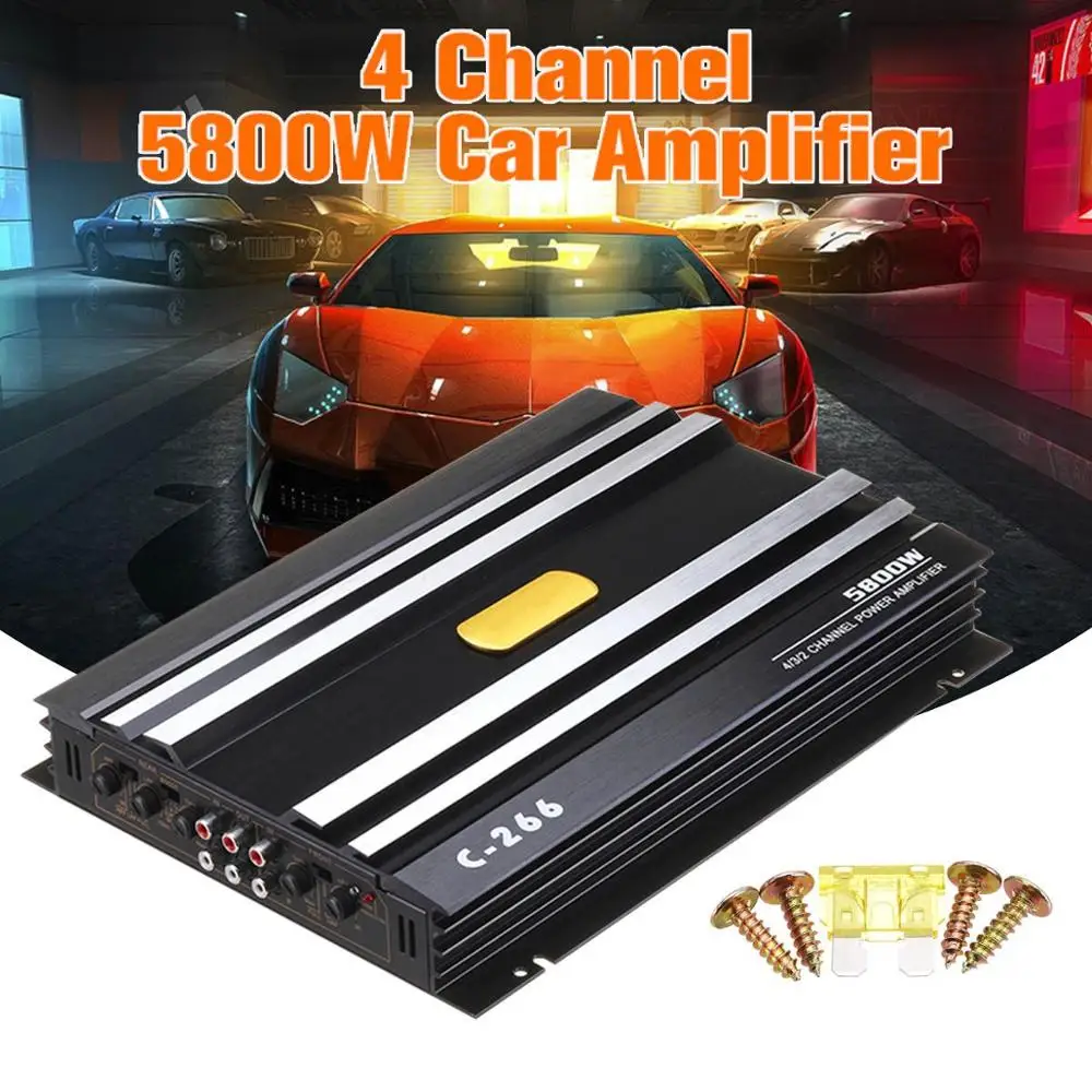 

12V Car Audio Power Amplifier 4 Channel 5800Watt Cars Amplifer Auto Audio Amplifier for Cars Amplifier Subwoofer RMS Amplifier