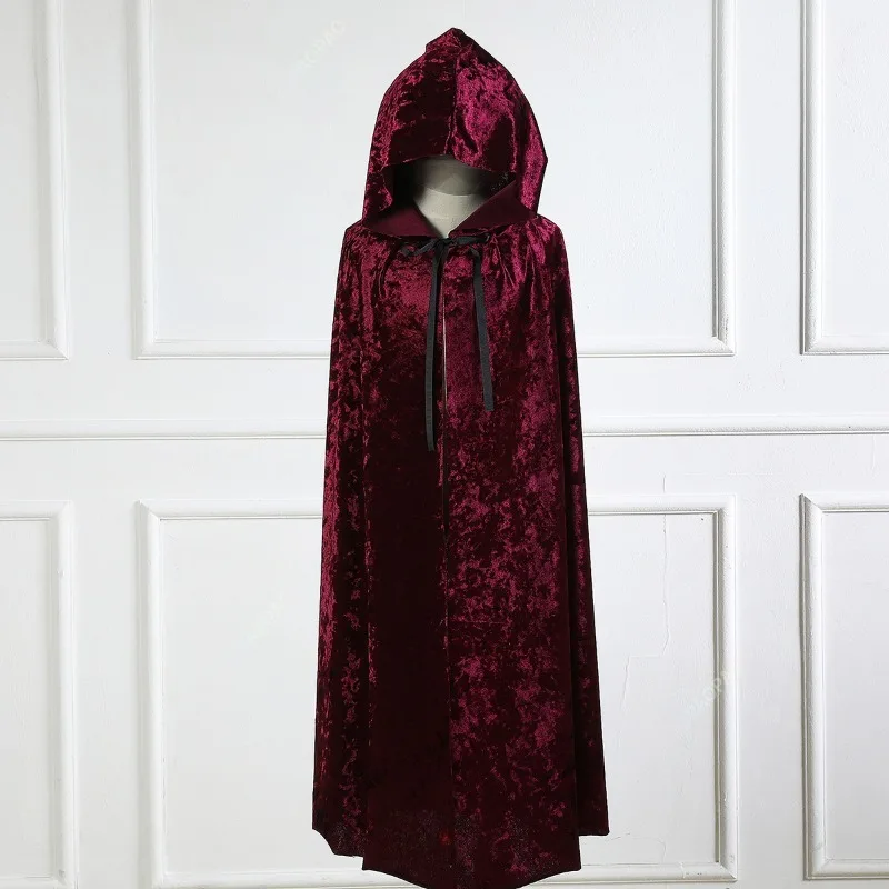 New Halloween Cloak for Kids Adults Velvet Hooded Cape Witch Cosplay Costume Fancy Dress Party Supplies Halloween Decoration