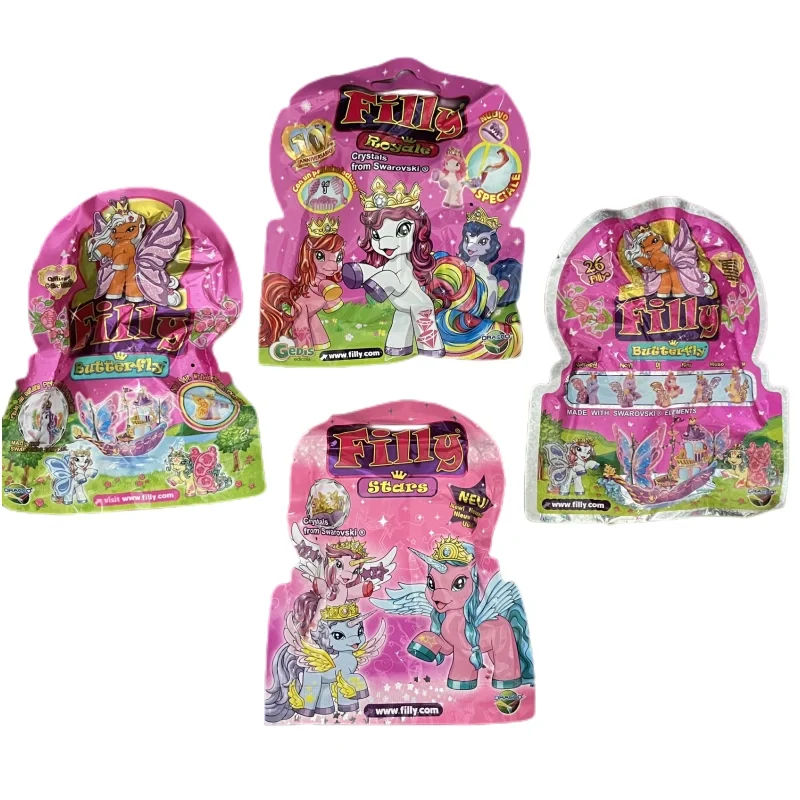 Genuine Filly Stars Butterfly Crystals Flocking Pony Action Figures Blind Bags Cute Pony Model Toys Collection Children Gifts