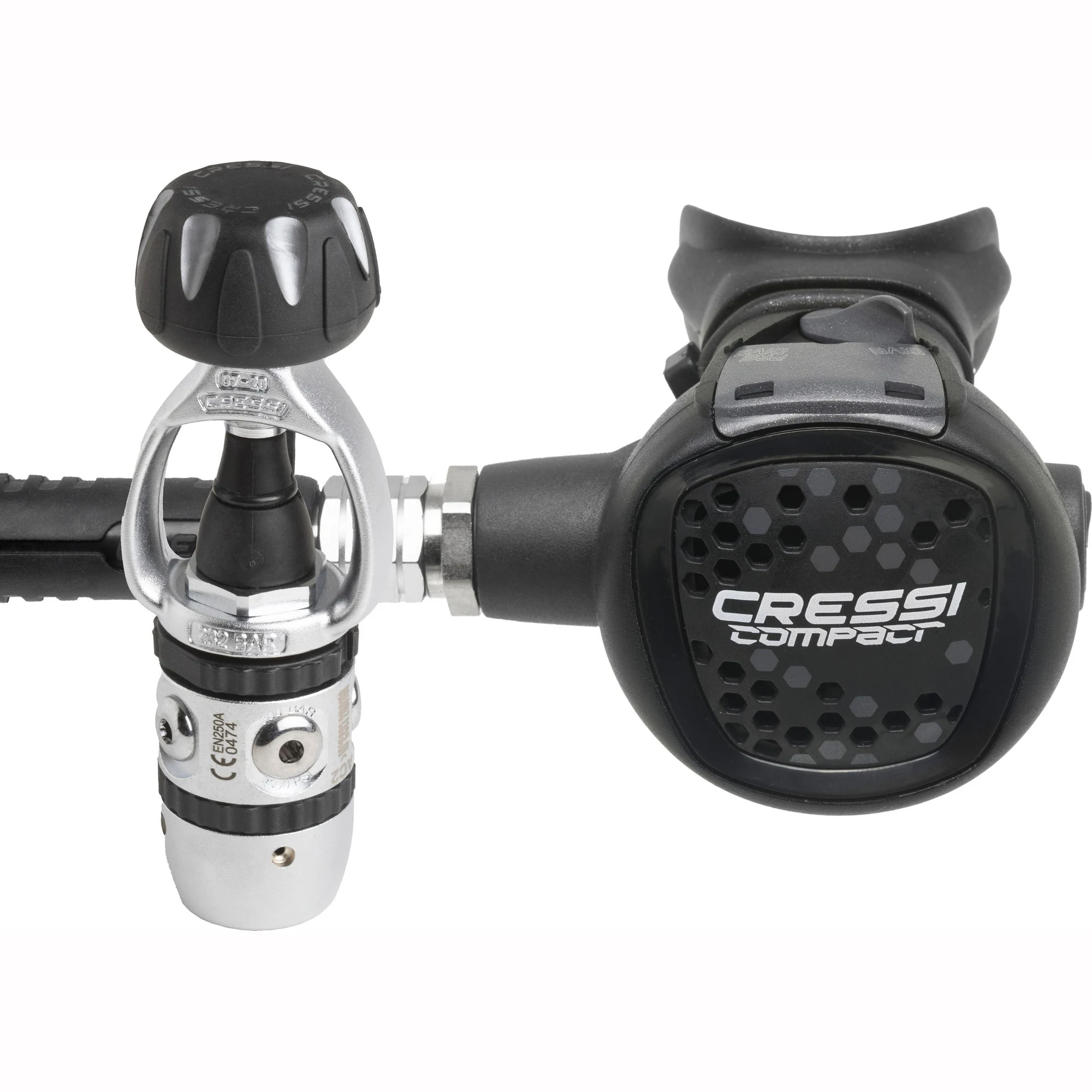 Cressi  AC2 / COMPACT Scuba Diving Regulator 1st Stage 2nd Stage Set Silicone Mouthpiece with Hose
