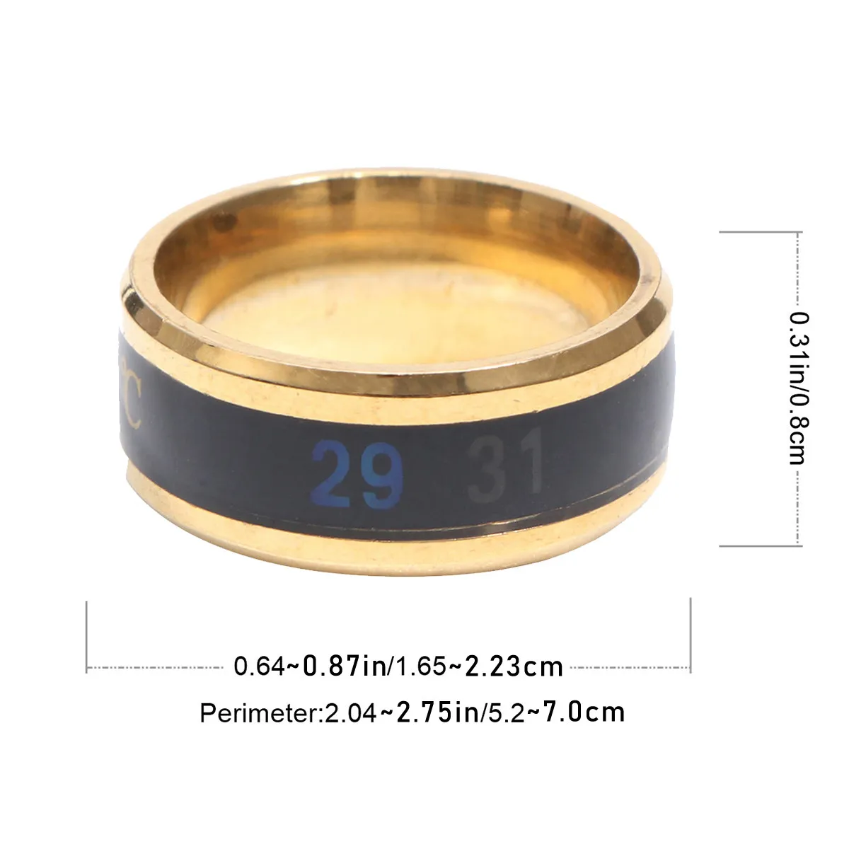 8Mm Heat Reactive Ring Stainless Steel Temperature Sensitive Finger Ring Simple Elegant Design Unisex Stylish Jewelry Gift Idea