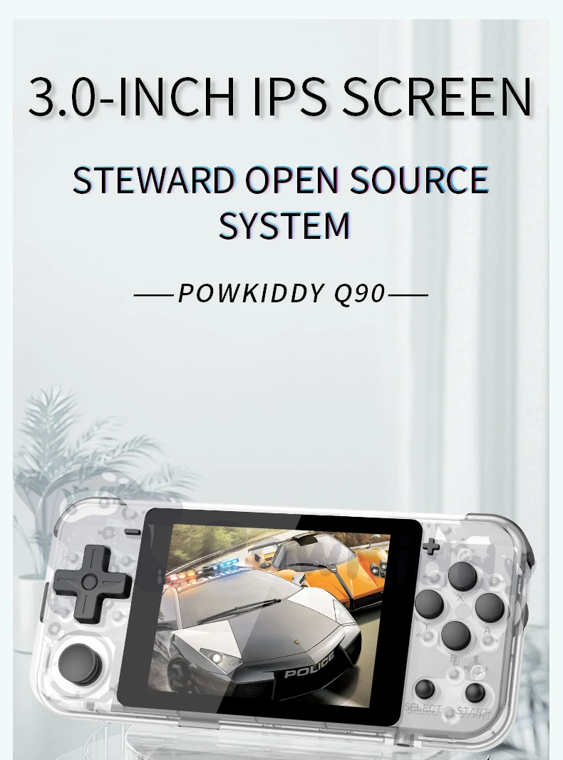 Powkiddy 휴대용 게임 콘솔, IPS 스크린, 오픈 소스 레트로 비디오 게임 플레이어, FC 포켓 미니 게임 콘솔, 어린이 선물 상자, Q90