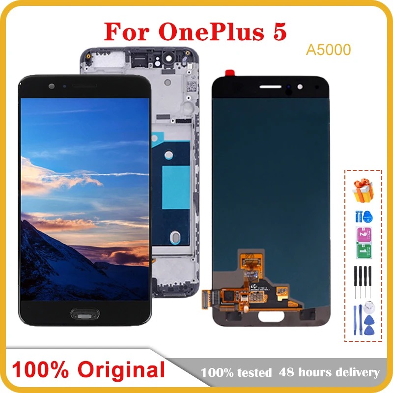 

5,5-дюймовый AMOLED для OnePlus 5, ЖК-экран мобильного телефона в сборе, замена сенсорной ЖК-панели