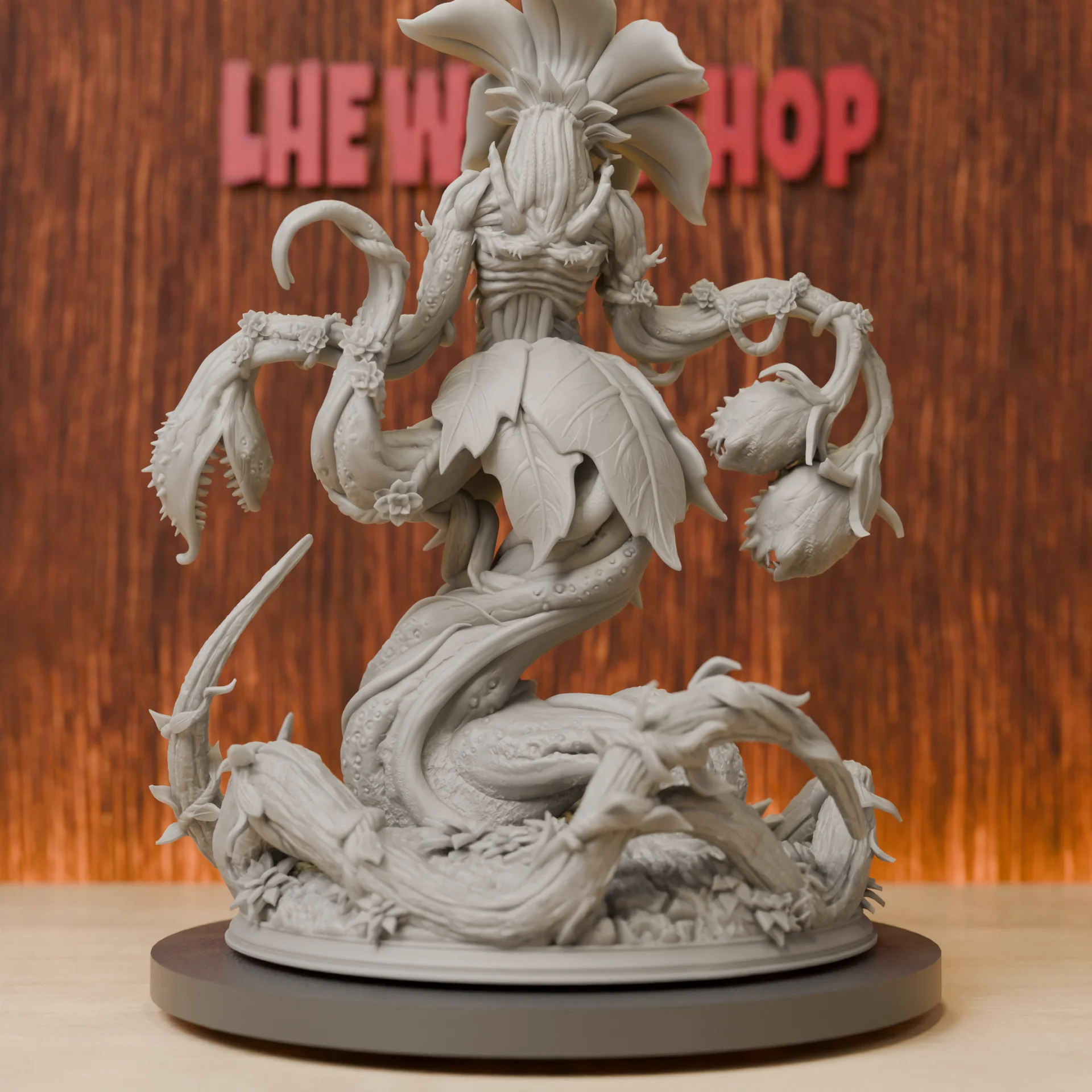 Corrupted Plant Monster Boss Miniatures | Resin 3D Printed DND Pathfinder Mini | Unpainted Grey