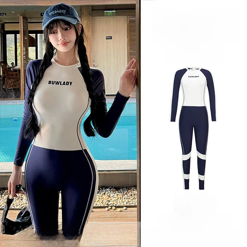 

Women's Full-Suit Wetsuit One-Piece Swimsuit Diving Suit Long Sve Long Pants Qui Dry Surfing Sea-Monster Costume UPF50 S...