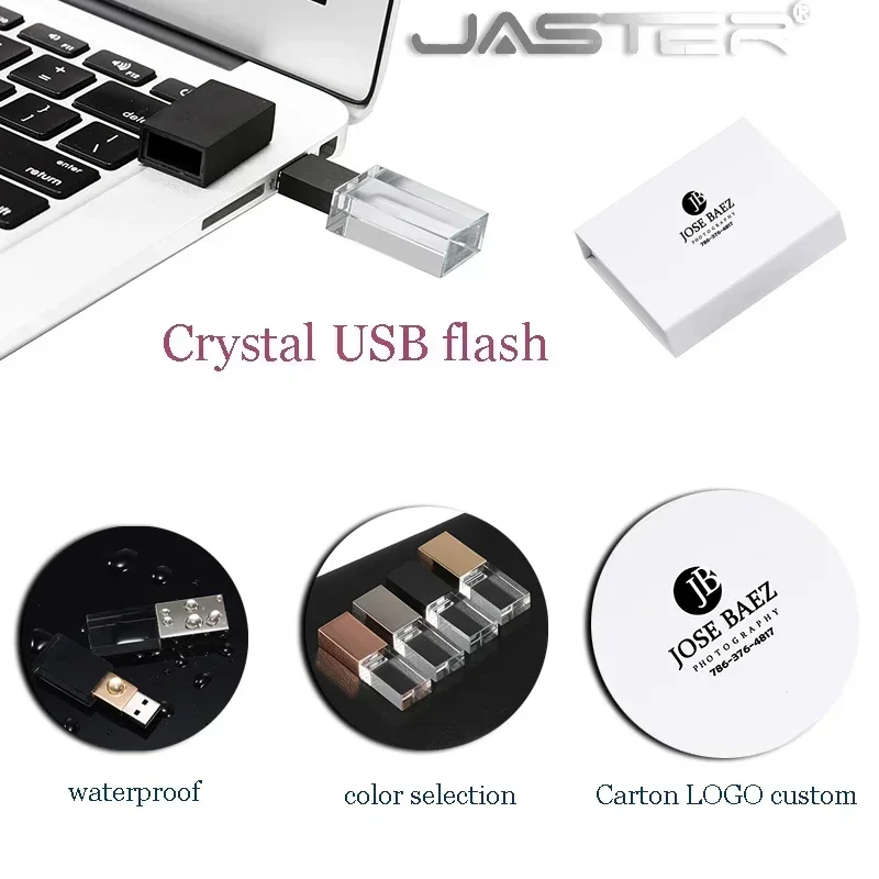 JASTER 10 Piece LOT Crystal USB 3.0Flash Drive 128GB Gold 64GB Rose Gold Free Engraved Logo Wedding Commemorative Gift Pen Drive