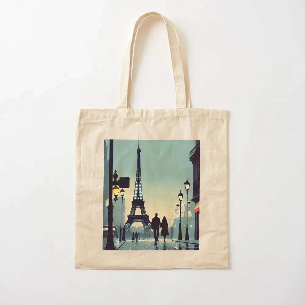 

“Vintage Parisian Nightscape: Eiffel Tower Romantic Art Print”…Drawing By Carraann Tote Bag Cloth bag tote bag woman