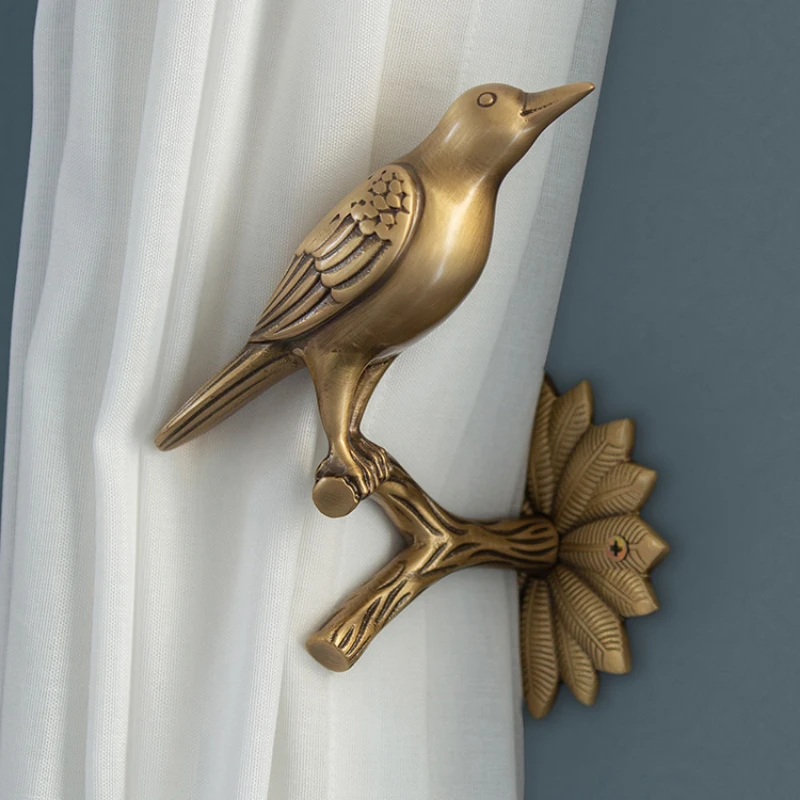 Neoclassical Bird Curtain Tieback Brass Hook Creative Curtain Clip Wall Decor Corrosion Resistant Rust Proof Lifelike Clear