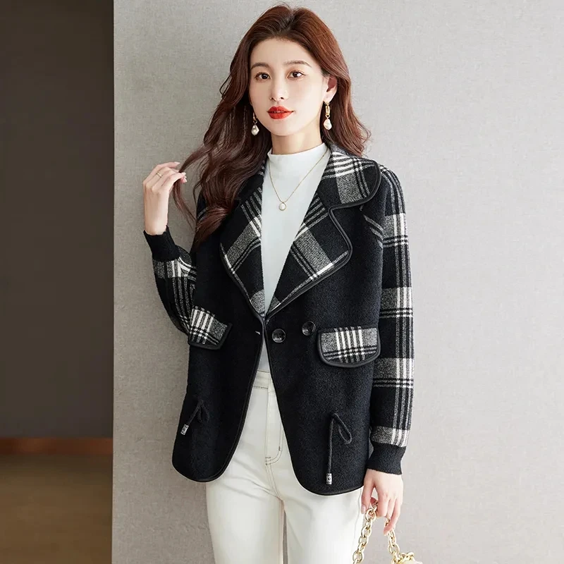 High-End Double-Sided Woolen Solid Color Coat Ladies\' Autumn Winter 2024 New Thick Fashion Western-Style Coat Comfortable Coat