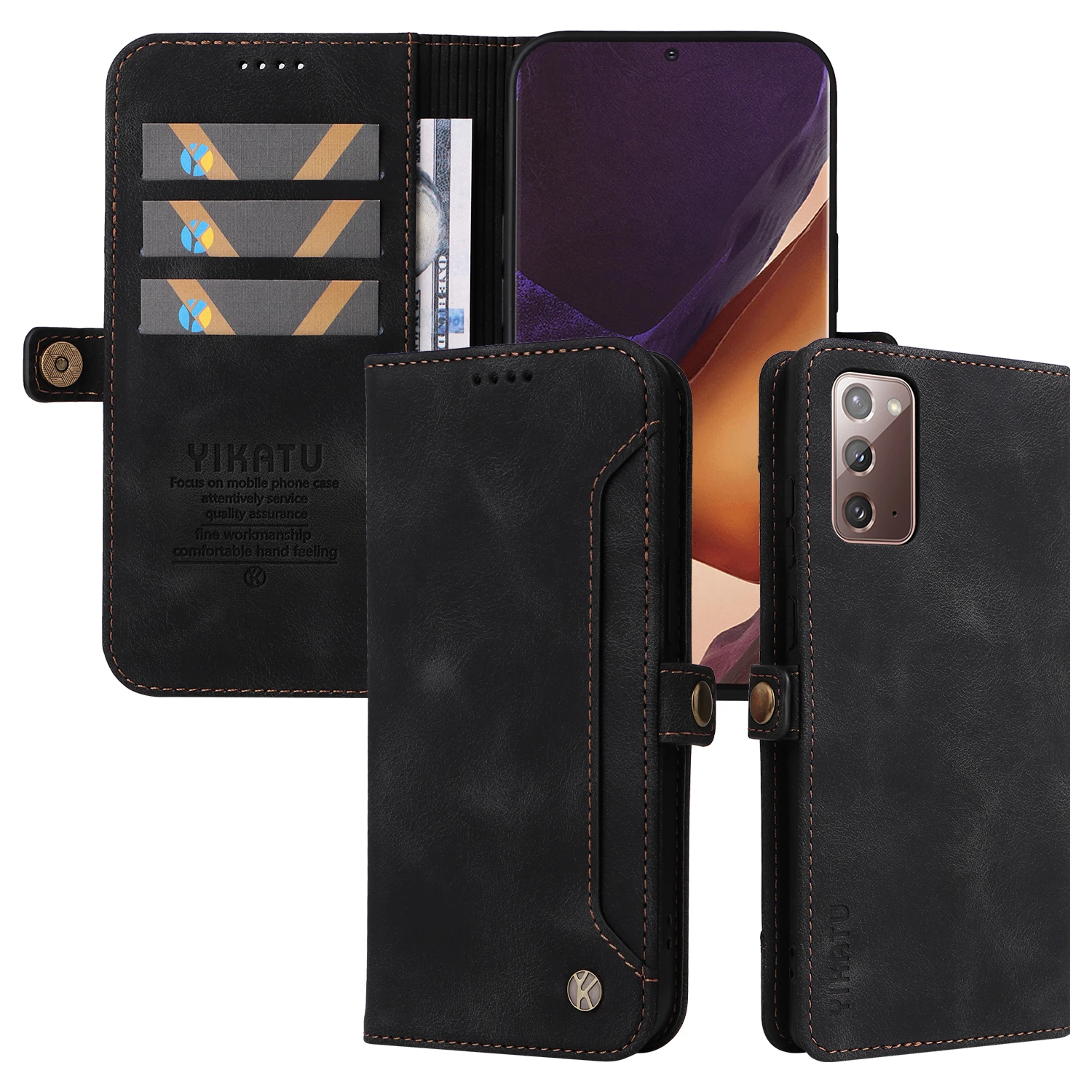 حافظة لهاتف سامسونج جالاكسي M 33 52 53 55 نوت 9 10 برو 20 حافظة هاتف مغناطيسية بإبزيم جانبي فاخر لتخزين البطاقات والمال