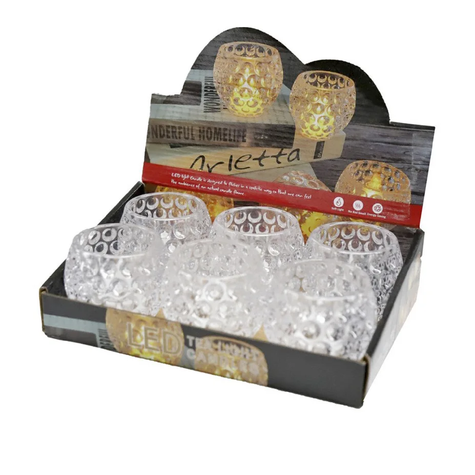 Honeycomb Cup Transparente Crystal Candlestick LED Electronic Candle Night Light Decoração de Natal Casamento Home Candlelight