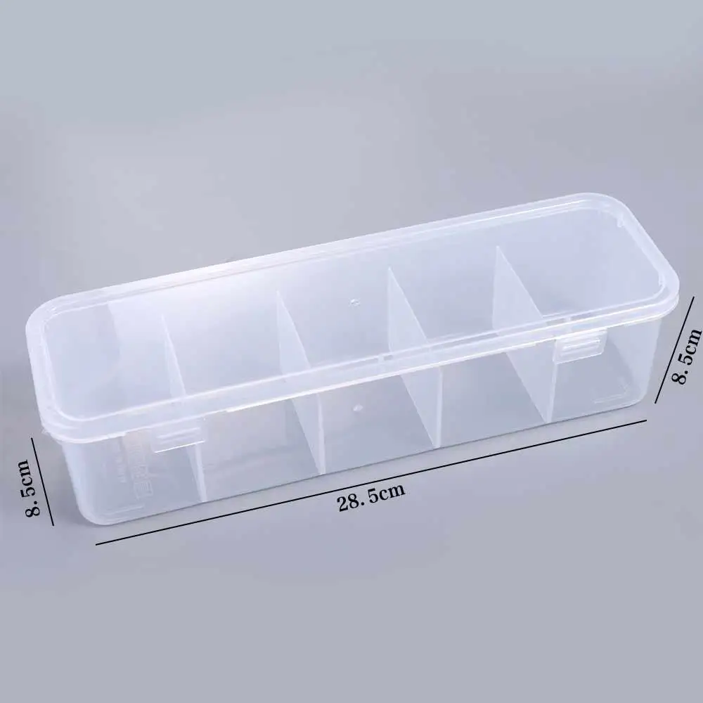 5 Grids Transparent Data Cable Storage Box Dustproof Waterproof Desktop Organizer Plastic Flip Cover Cable Holder Mouse line