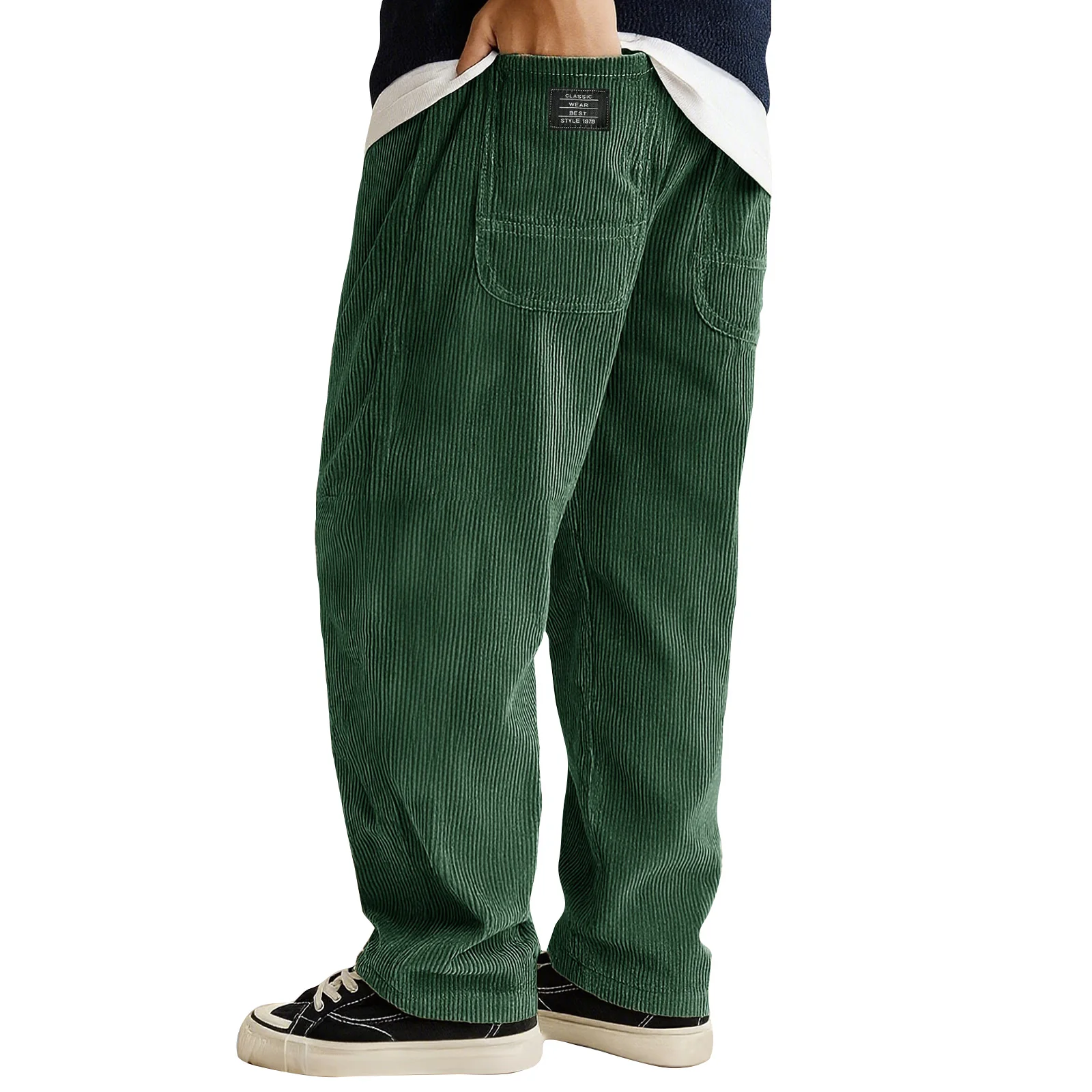 

Men'S Solid Color Loose Running And Fitness Pants Casual Loose Corduroy Sweatpants Sport Thermal Trouserspocket Pants