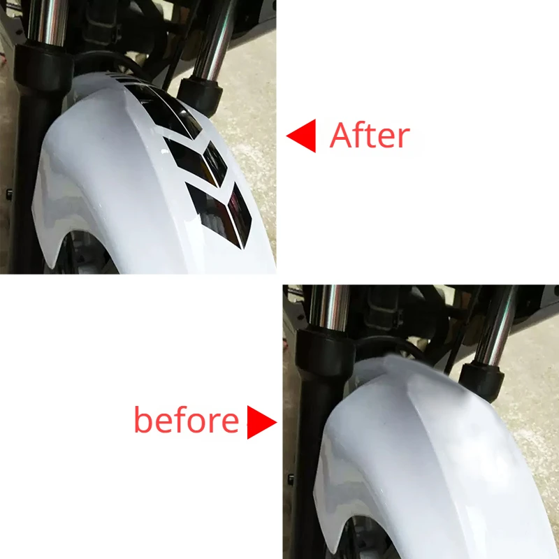 Motorcycle Front and Rear Fender Arrow Stripe Stickers Scooter Decoration Motorbike Reflective Mudguard Vinyl Decals 34x5.5CM