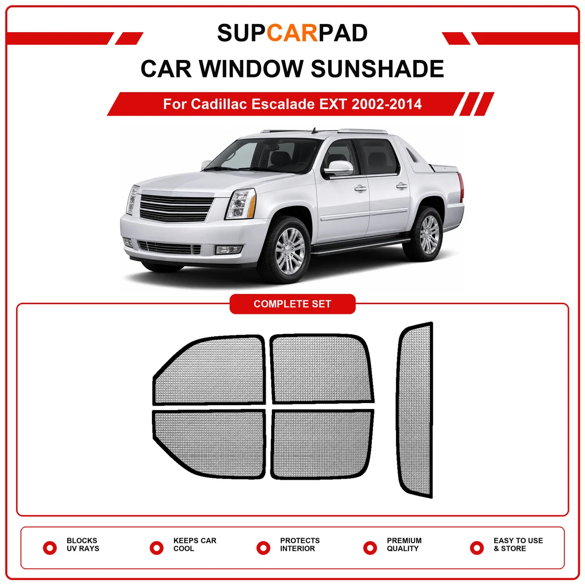 For Cadillac Escalade EXT 2002-2014 Pre‑Cut Auto Window Sunshade Anti‑UV Car Sun Visor Protector