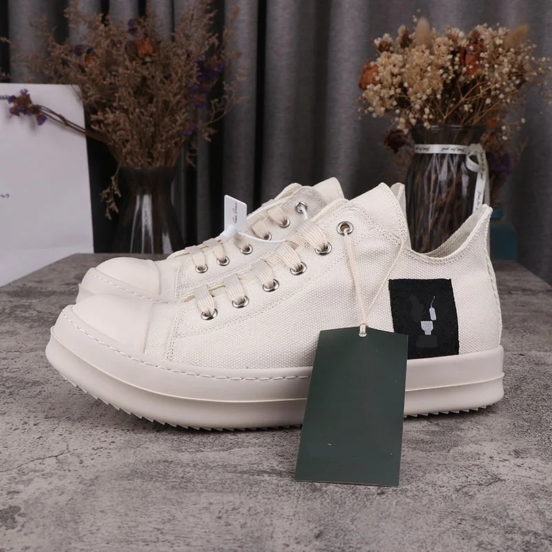 

Men Casual Shoes For Women Canvas Embroidery Flats Low Lace Up White Sneakers High Street Vintage Luxury Designers Owen Boots