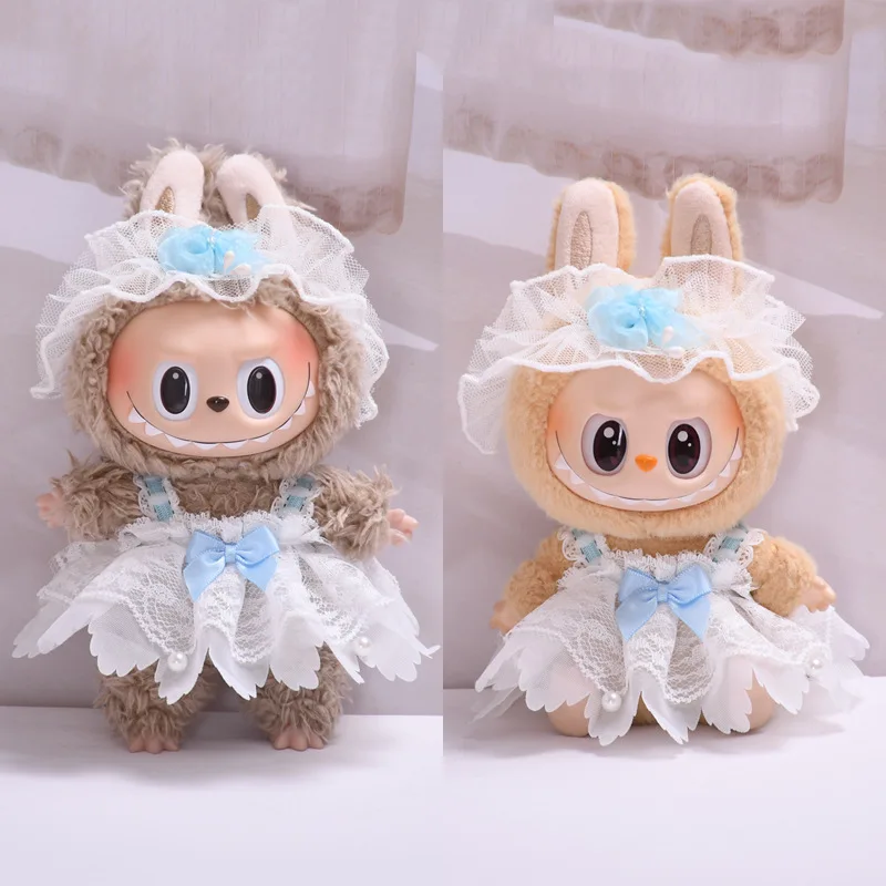 

First And Second Generation Labubu Cloth Pendant Clothes Lace White Skirt Labubu Doll Clothing Replacement Dolls Accessories