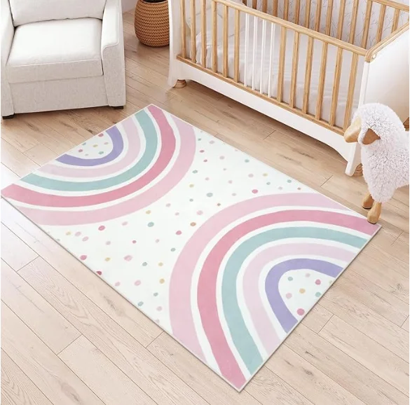 Watercolor Rainbow Nursery Rug - Kids Outdoor Play Area recension och pris