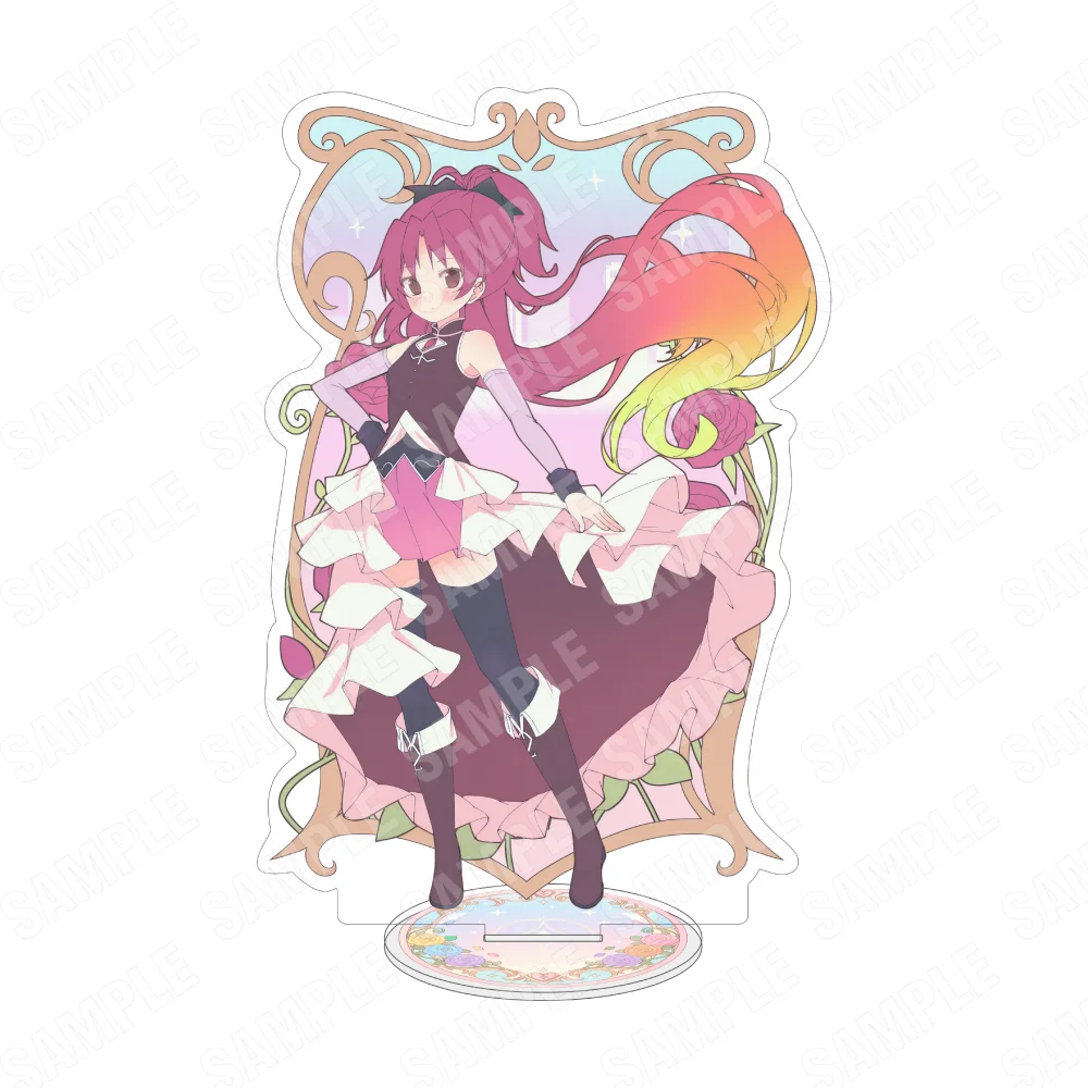 Anime Madoka Magica Acrylic 15CM Stand Keychain Madoka Homura Mami Kyoko Floral Frame Desk Decor Collectible Gift for Fans