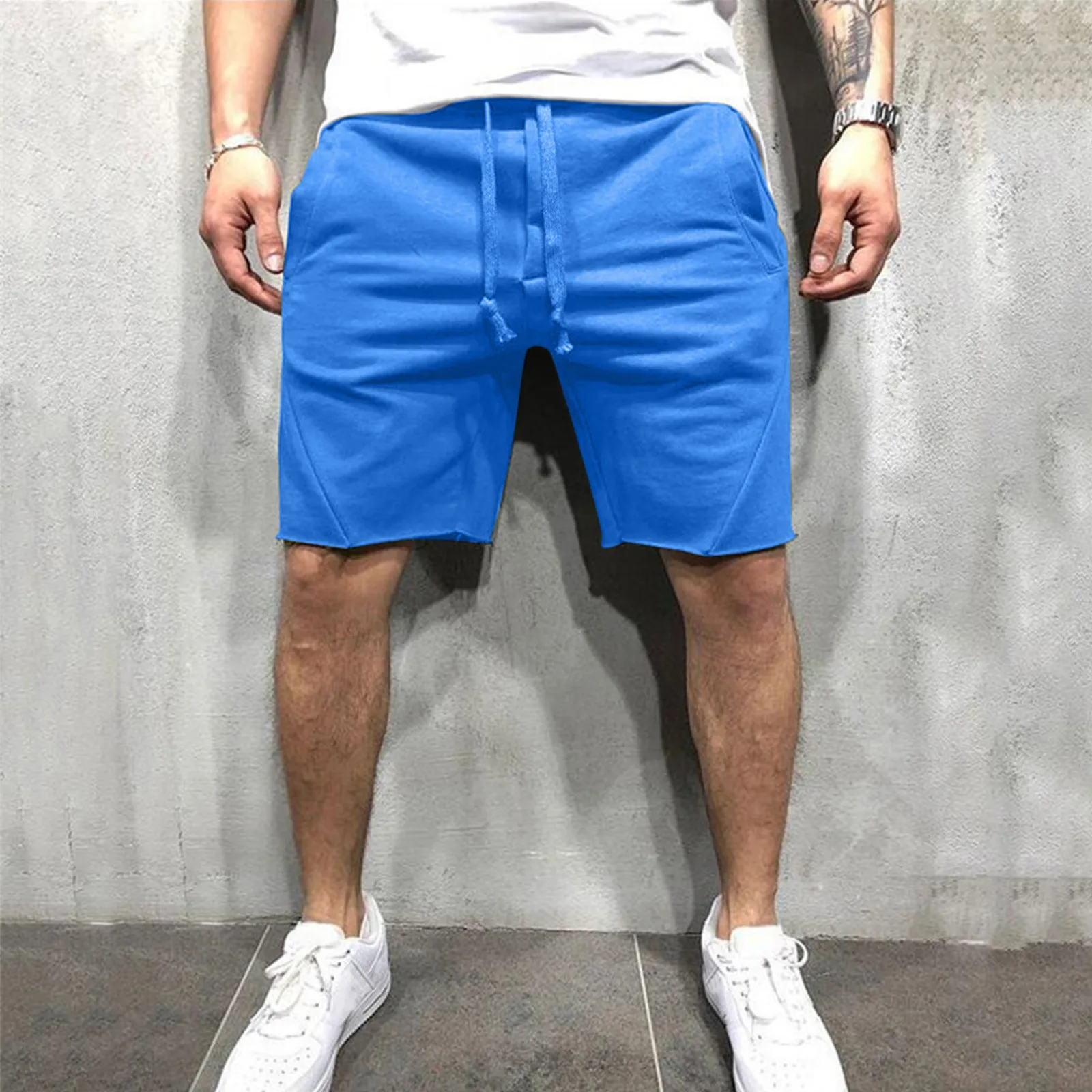 New Men\'S Cotton Linen Shorts Pants Male Summer Breathable Solid Color Linen Trousers Fitness Streetwear Lace Up Bottoms