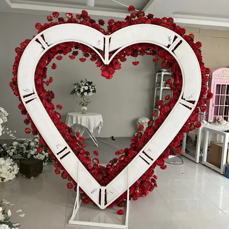 Supplies Graduation Heart Shape White Red Roses Artificiel Floral Arch Backdrop Set Signs Decorations for Wedding