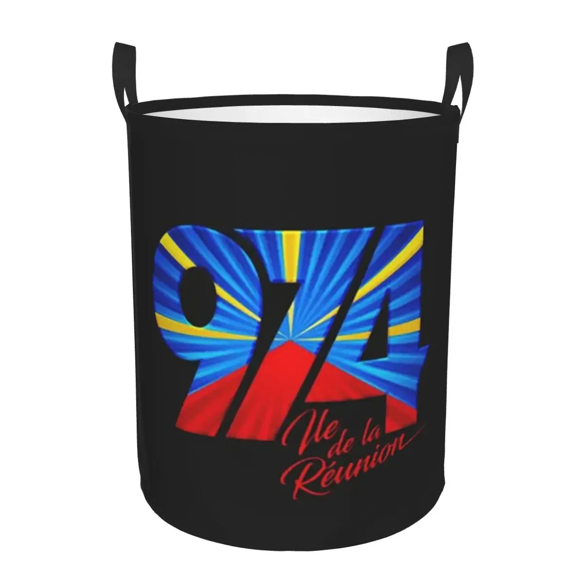

974 Reunion Island Flag Dirty Laundry Baskets Folding Large Waterproof Clothes Sundries Basket For Home Kids