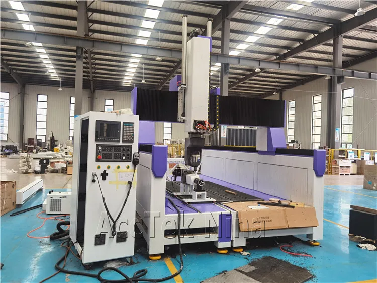 High  Z Axis Wood Foam Engraving 5 Axis Cnc router With ATC Hiteco Spindle Rotate Head