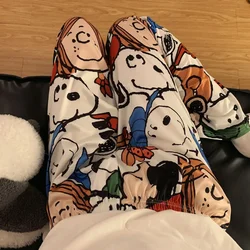 Fashion Snoopy Anime Loose Ladies Pajama Pants Kawaii Cartoon Girl Casual Trousers Home Sleep Bottoms Lounge Wear Nightwear Gift