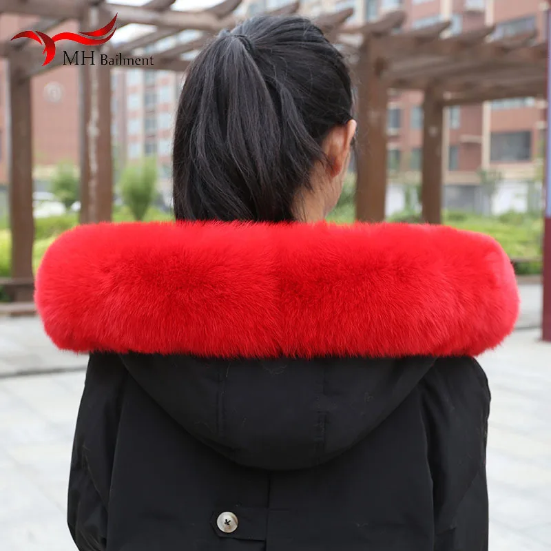 100% Real Fox Fur Collar For Women Luxury Warm Winter Coat Trim Scarf Thick Female Neck Warm Scarves Soft Natural Shawl