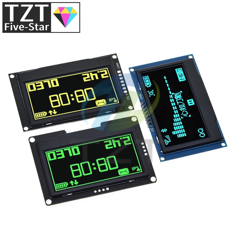 Imagem -05 - Tzt-oled Módulo de Exibição 2.42 2.42 Tela Lcd Branco Amarelo 128x64 Iic I2c Spi Serial para C51 Spd0301