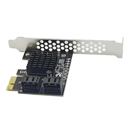 Imagen 2 del producto Tarjeta de expansión PCIe SATA III de 4 puertos, 6Gbps SATA 3,0 a PCI-e 1X 9215, tarjeta controladora, convertidor adaptador PCI Express con soporte