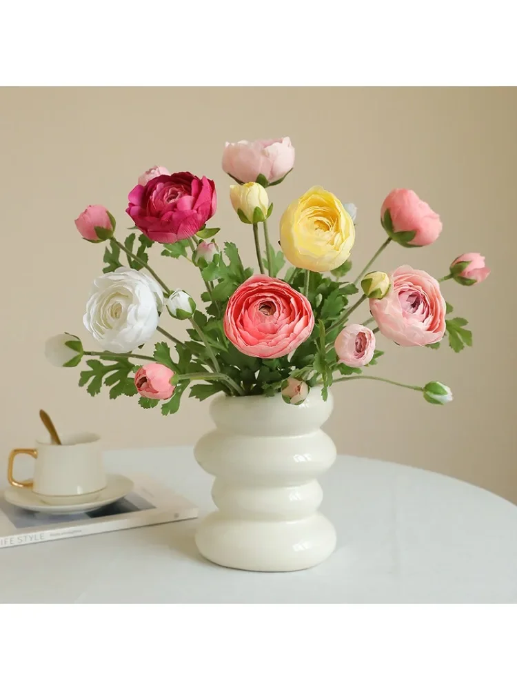 Pivoine Artificielle Hydratante Flocage au Toucher Réel, Bouquet de Patients, Fausses Fleurs, Décoration de ixde Mariage et de Maison, 5 Pièces/Lot