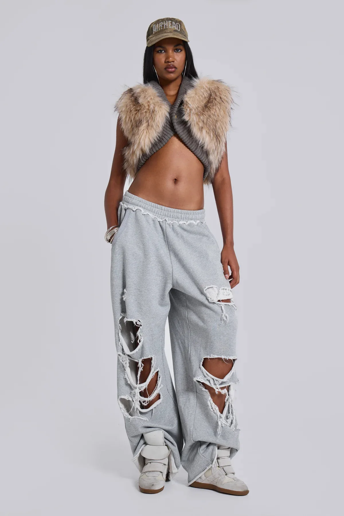 2025 New Y2k Spring and Summer Luxury Women's High Quality Hole Breaking Gray Trousers Women Fashion Chic Casual Pants
