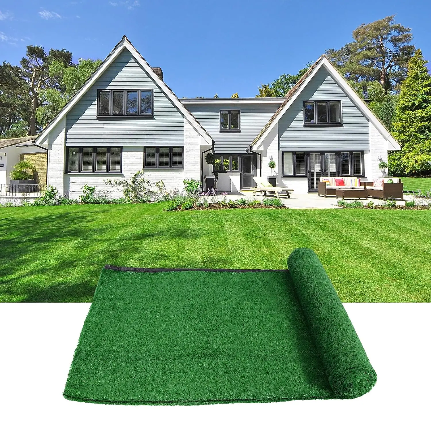 12FTx12FT Artificial Grass Turf Outdoor Indoor,15MM Vintage Astroturf Mat