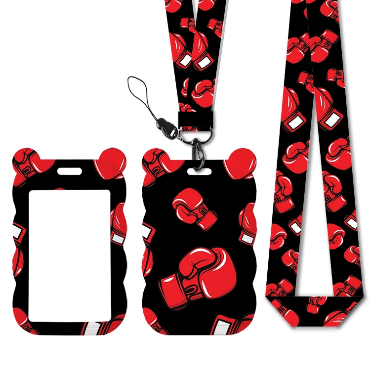 New Designs Boxing Gloves Lanyards ID Badge Holder Strap Work Card Bus Access Card Holder Keychains Accessories