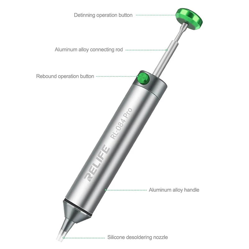 Imagem -05 - Relife-forte Sucção Desoldering Tool Rl084 Pro Rl-084 Plus Desoldering Otário One-handed Operação Ponto Soldagem Reparação