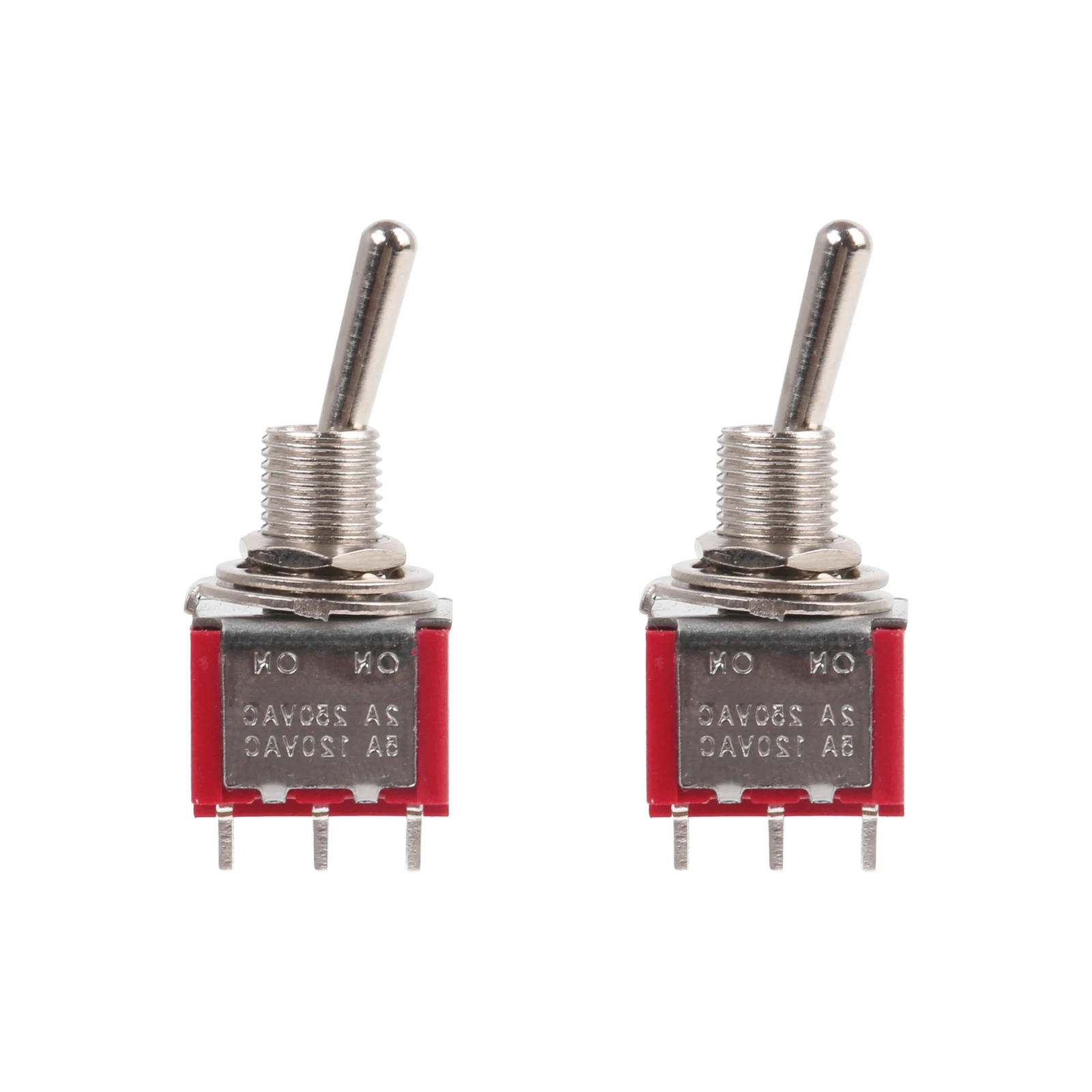 2pcs Red Electirc 2 Position Toggle Switch DPDT AC 125V 6A TGD3